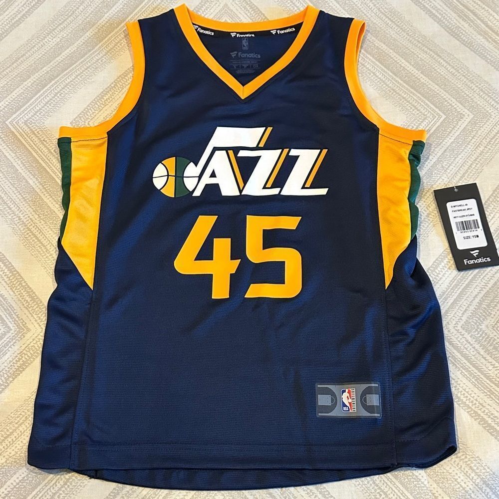 Fanatics Youth Utah Jazz #45 Donovan Mitchell Basketball Jersey Size Small